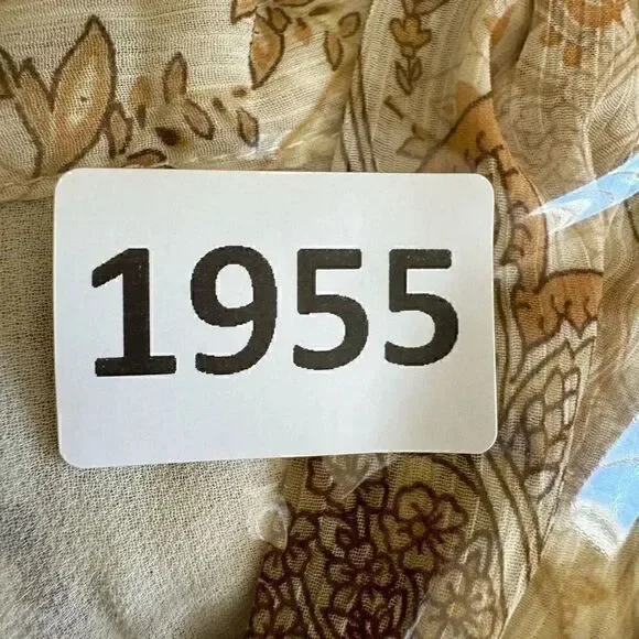 Joie PAISLEY PRINTED RETRO BLOUSE Linen IN BROWN Cream SZ L #1955 - Picture 10 of 11